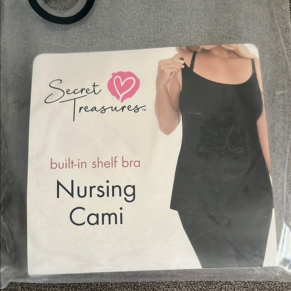 Secret Treasures Black Built-in Shelf Bra Nursing Cami - Picture 1 of 7
